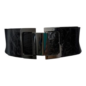 EXPRESS Black Metal Clasp Waist Wide Belt Stretch Womens Small